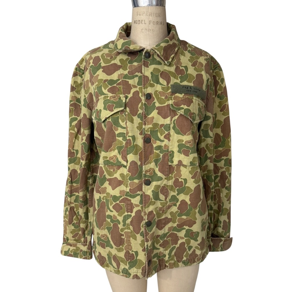 Rag & Bone Field Jacket Unisex XL Green Frog Skin Camo Military Utility Shirt